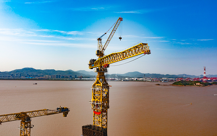 雙塔筑脊梁！徐工超大塔助建世界級(jí)大橋